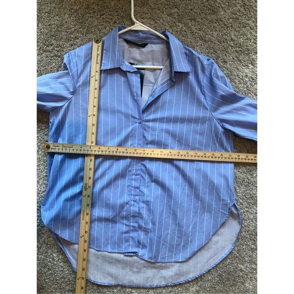 Zara Basic Women’s Bell Sleeve Striped Button Up Long Sleeve work Blouse Size - Picture 4 of 8